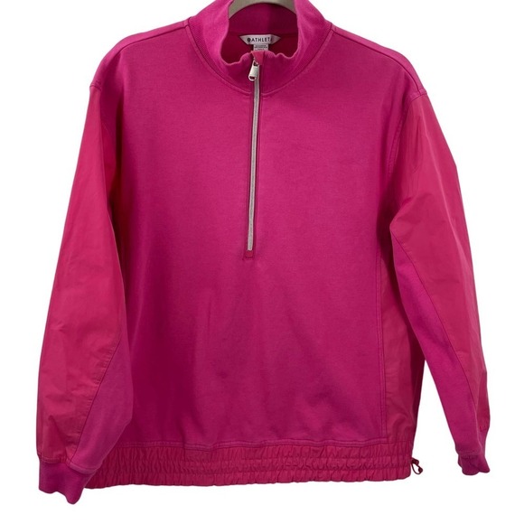 Athleta M Triumph Hybrid Half Zip Sweatshirt Salvia Pink 532520 - Picture 3 of 8